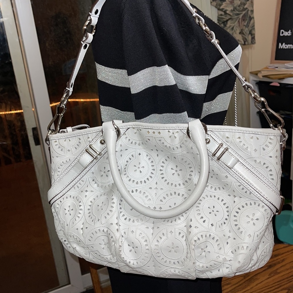 Coach Madison Leather Cut Op Art Sophia 2 way bag - Picture 2 of 11